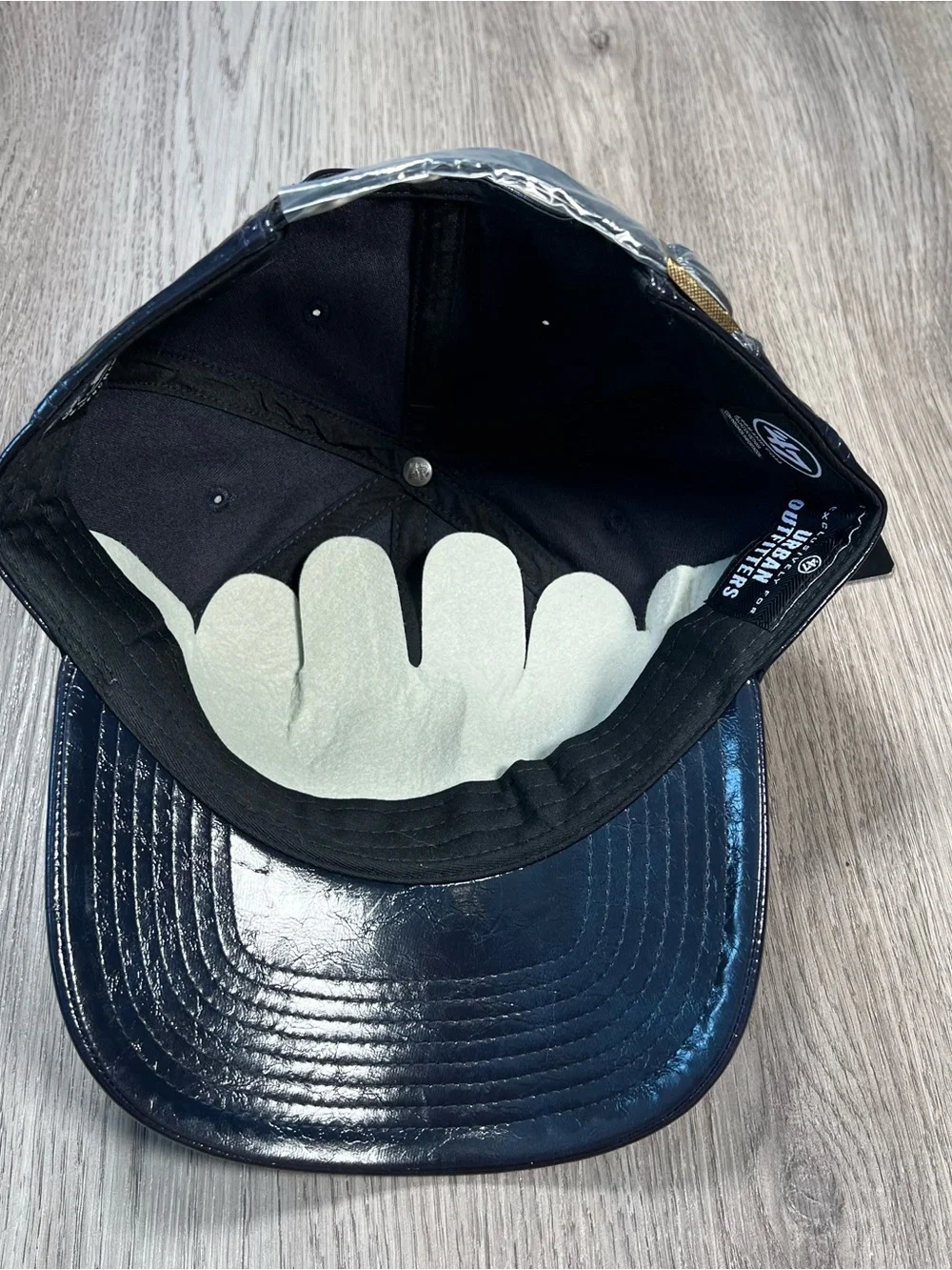 New '47‎ Brand Anthropologie New York Yankees Navy Baseball Hat Cat Faux Leather